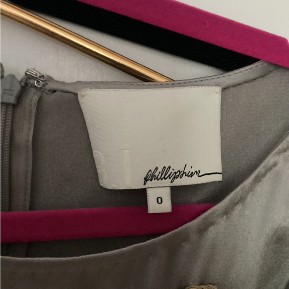 3.1 Phillip Lim Grey Floral Beaded Rhinestone Designer Short Sleeve Dress 0 - Picture 7 of 7